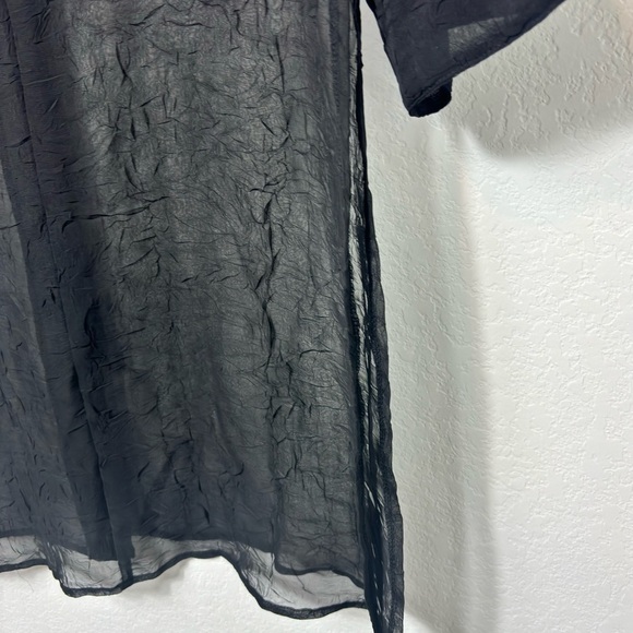 MADEWELL BLACK SHEER SEE THROUGH BLACK WOMEN BUTTON BLOUSE NO SIZE - Picture 4 of 7